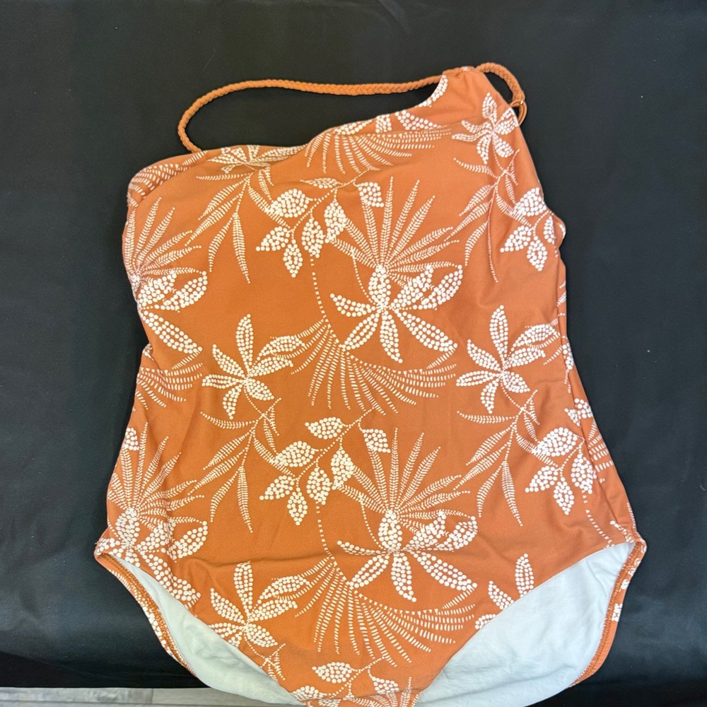Shade & Shore multi Orange brown large 12-14 Floral Women’s Swimsuit one piece